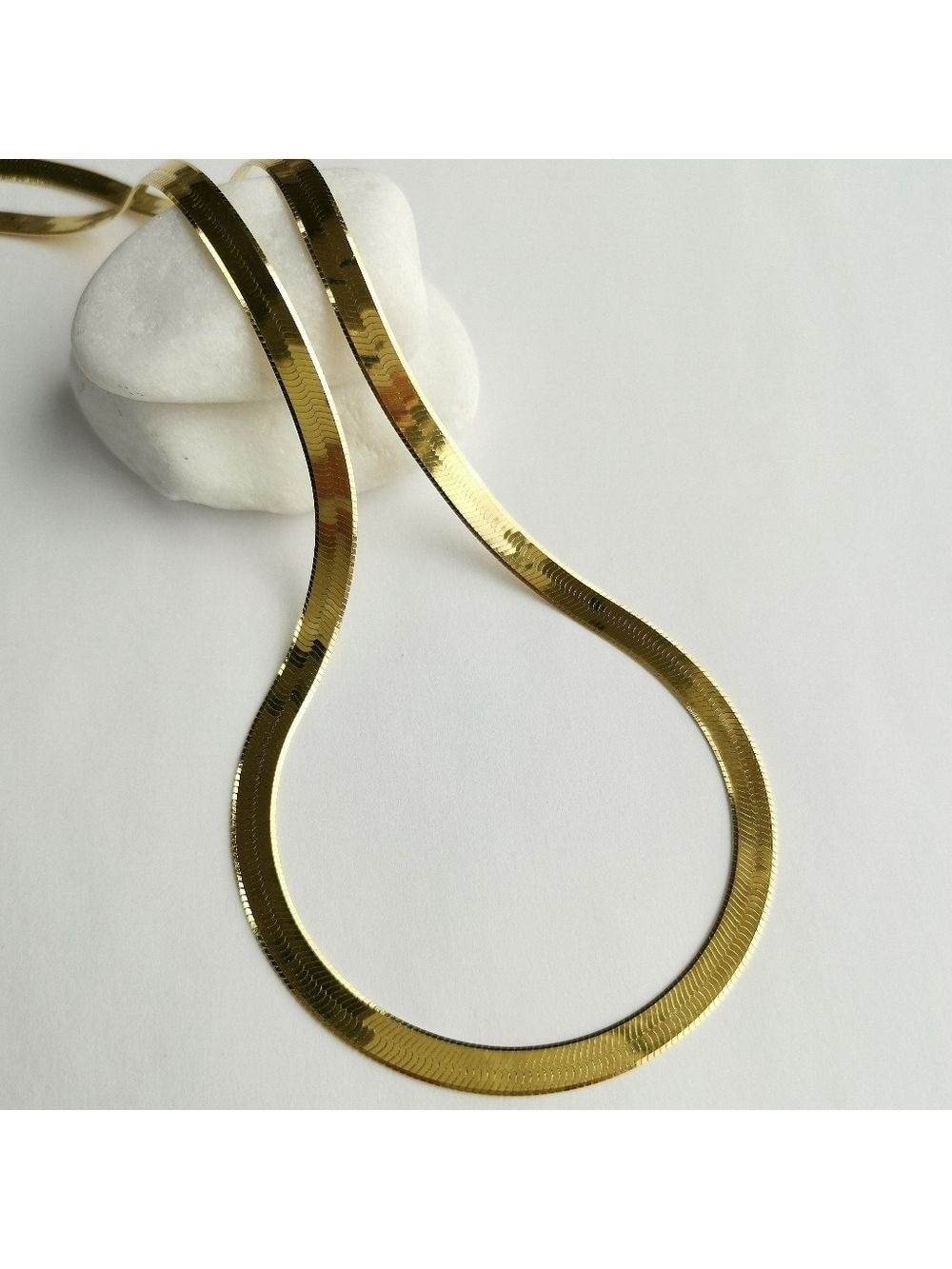 18k Gold Herringbone Necklace Snake Chain 18 Inch 🆕